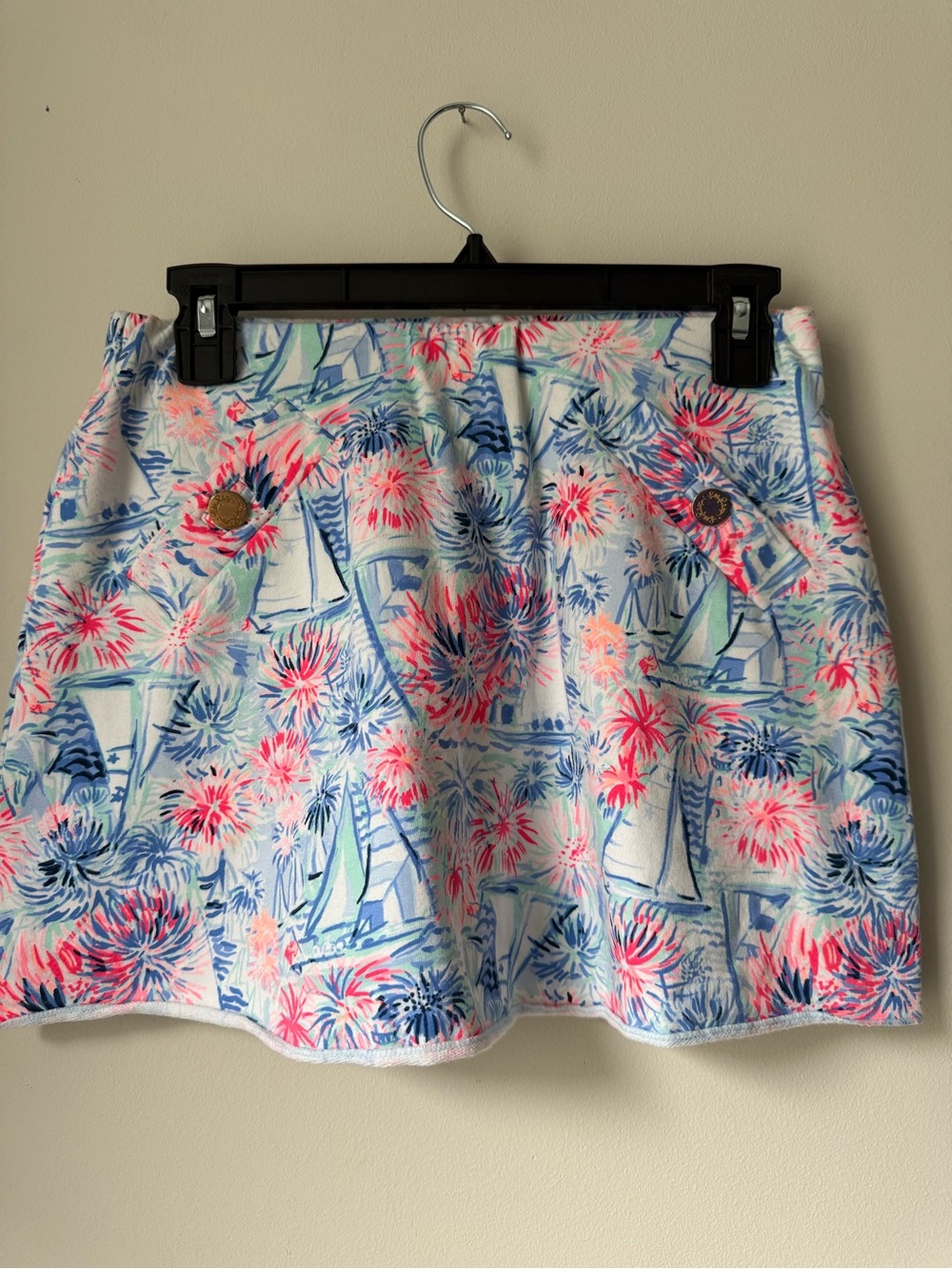 Lilly Pulitzer White Blue Pink Sailboat Floral Skirt Set